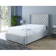 Nylasor Velvet Silver Buttoned Headboard 3ft Bed